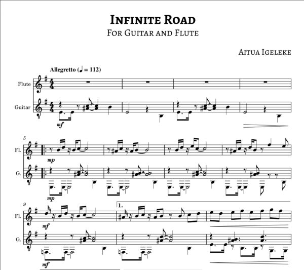 Infinite Road: Partition pour Guitare et Flûte