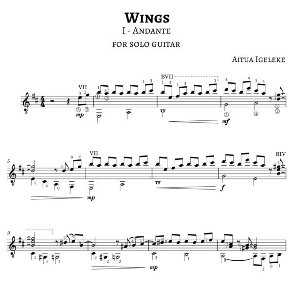 Wings - I Andante : Partition pour guitare