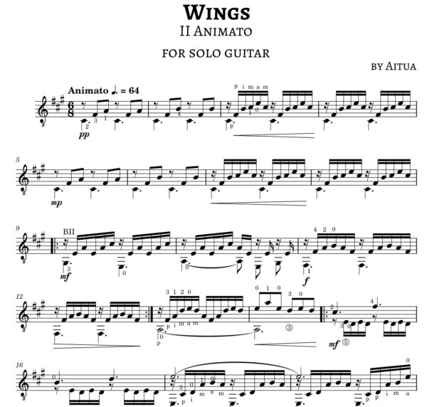 Wings - II Animato : Partition pour guitare