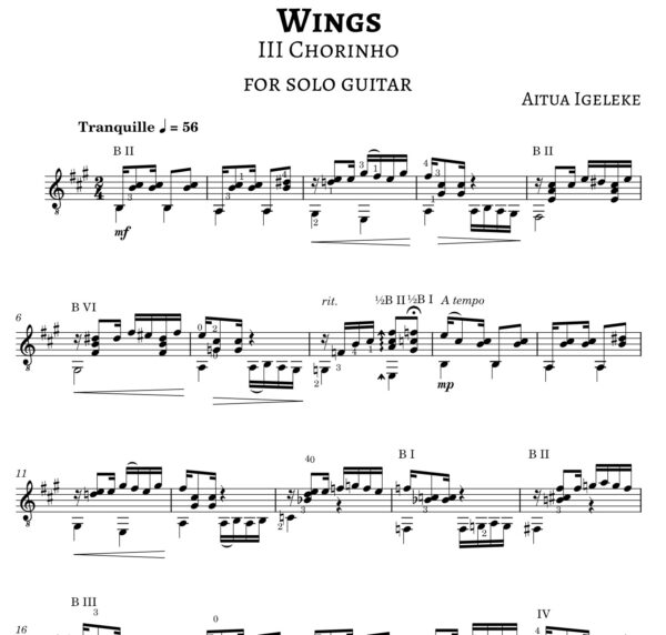 Wings - III Chorinho : Partition pour guitare