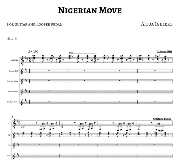 Nigerian Move : Partition pour guitare et looper